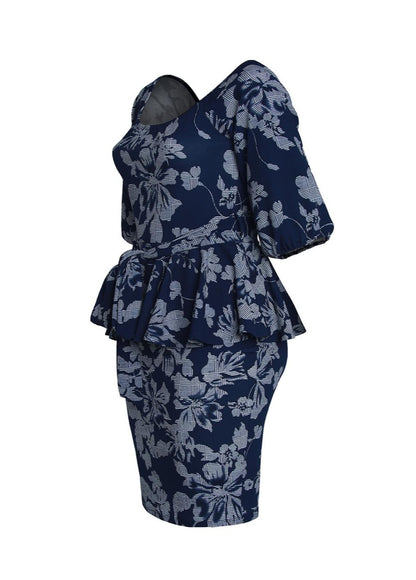 Plus Size Off Shoulder Floral Print Peplum DressHi Curvy Plus Size Women bardot Floral Print Peplum Dress Made in USA