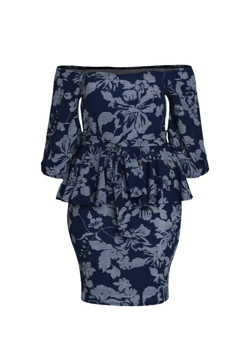 Plus Size Off Shoulder Floral Print Peplum DressHi Curvy Plus Size Women bardot Floral Print Peplum Dress Made in USA