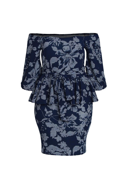 Plus Size Off Shoulder Floral Print Peplum DressHi Curvy Plus Size Women bardot Floral Print Peplum Dress Made in USA