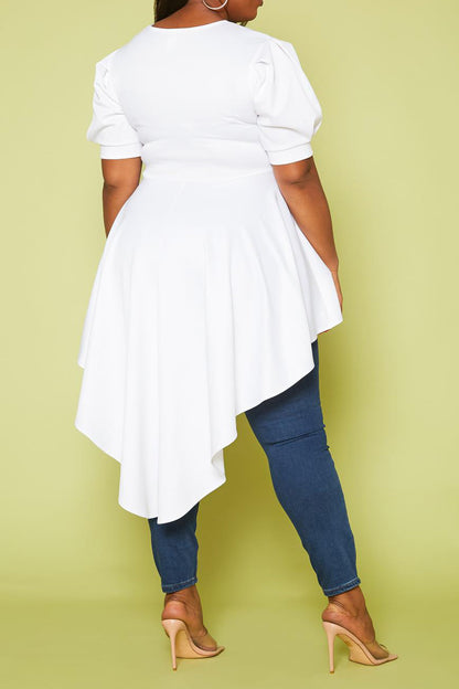 HI CURVY Plus Size High-Low Peplum Top