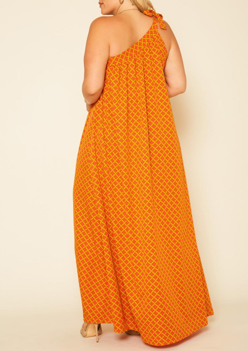 Hi Curvy Plus Size Women One Shoulder Greek Maxi Dress Made In USA