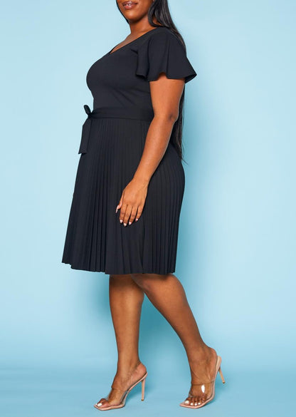 HI Curvy Plus Size Women Pleated Flare Mini Dress Made in USA