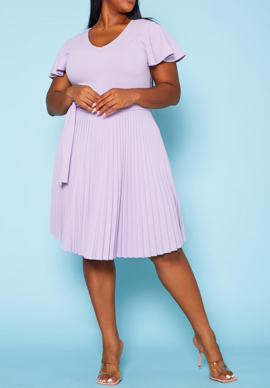 HI Curvy Plus Size Women Pleated Flare Mini Dress Made in USA