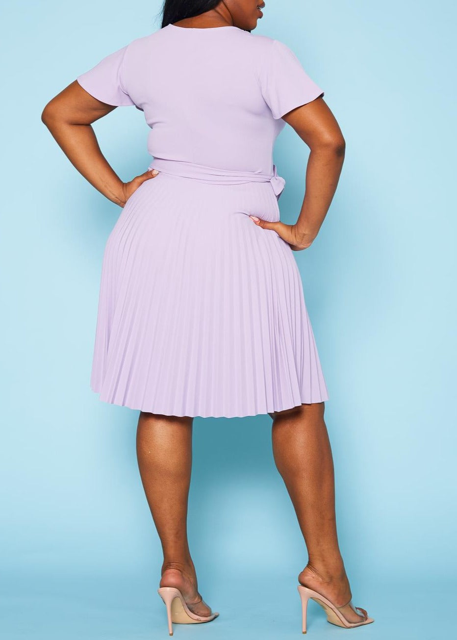 HI Curvy Plus Size Women Pleated Flare Mini Dress Made in USA