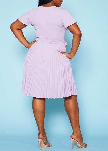 HI Curvy Plus Size Women Pleated Flare Mini Dress Made in USA