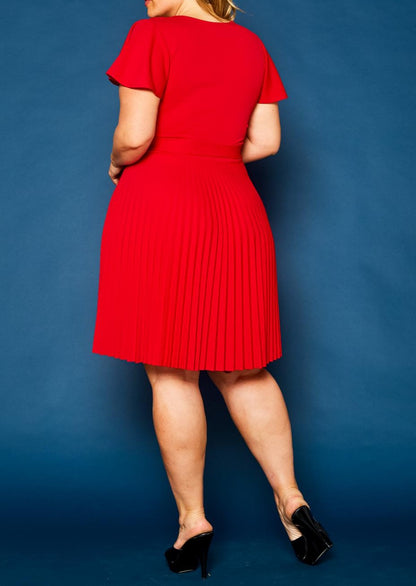 HI Curvy Plus Size Women Pleated Flare Mini Dress Made in USA