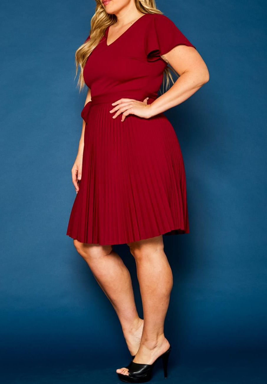 HI Curvy Plus Size Women Pleated Flare Mini Dress Made in USA
