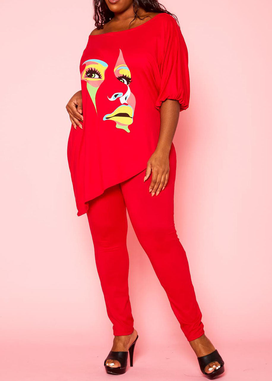 Hi Curvy Plus Size Women Graphic Print Two Piece Set