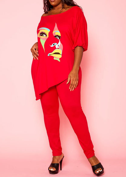 Hi Curvy Plus Size Women Graphic Print Two Piece Set