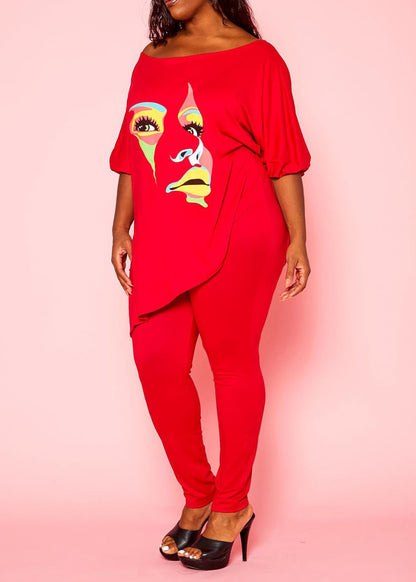 Hi Curvy Plus Size Women Graphic Print Two Piece Set