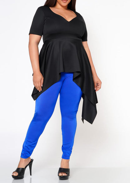 Plus Size Asymmetric Peplum TopHi Curvy Plus Size Asymmetric Peplum Top