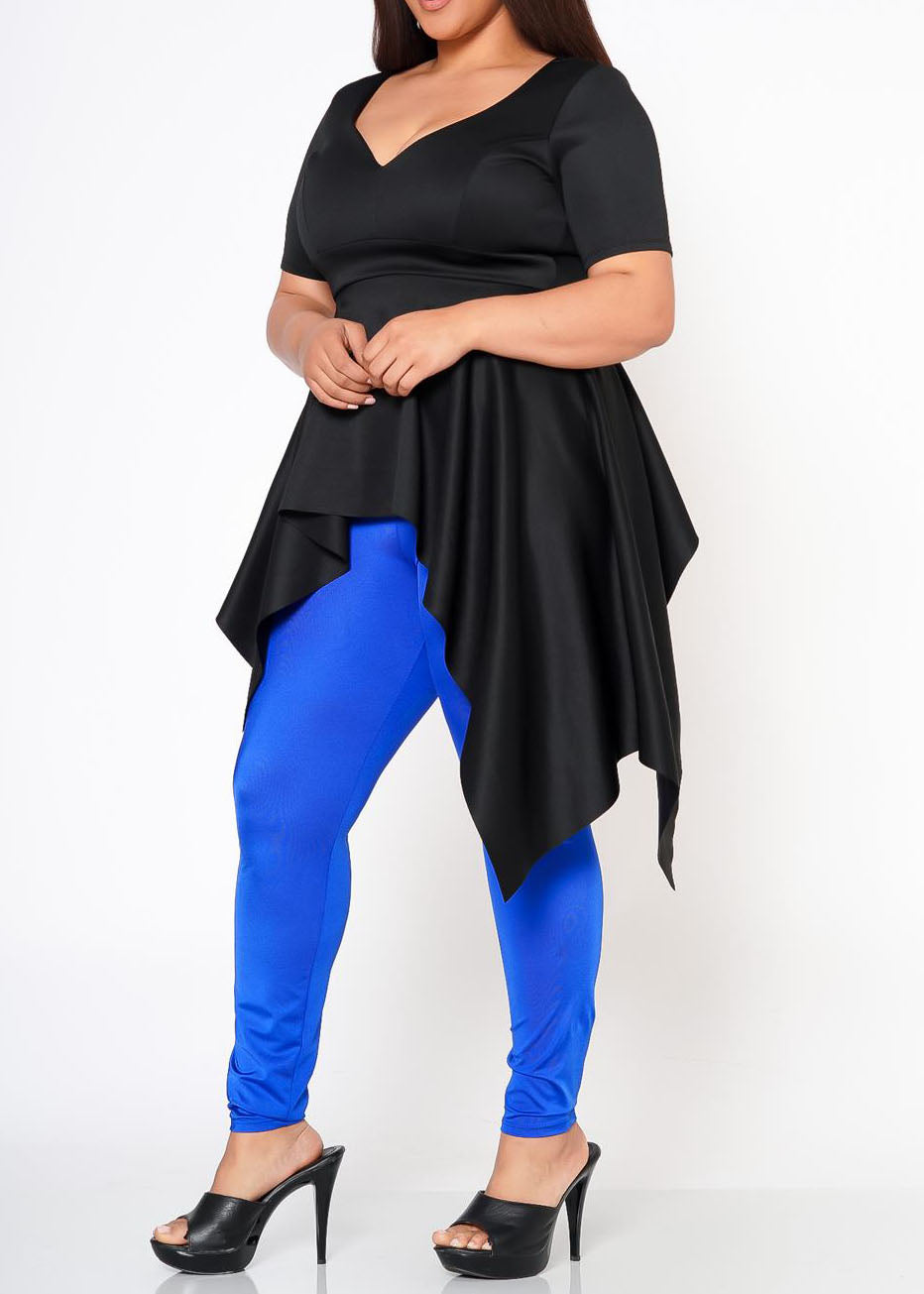 Plus Size Asymmetric Peplum Top