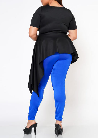 Plus Size Asymmetric Peplum TopHi Curvy Plus Size Asymmetric Peplum Top
