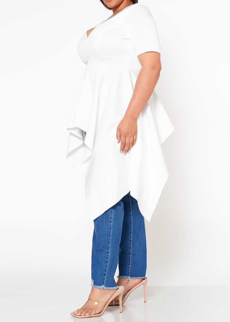 Plus Size Asymmetric Peplum TopHi Curvy Plus Size Asymmetric Peplum Top