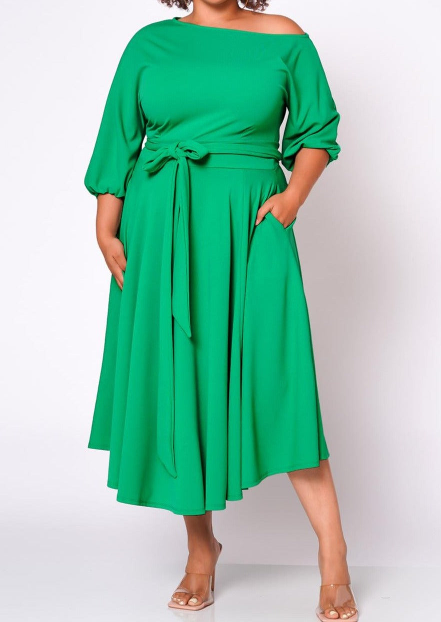 Hi Curvy Plus Size Women Flare Maxi Dress Made In USA