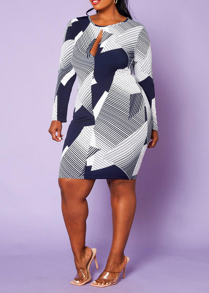HI CURVY Plus Size Key Hole Bodycon Midi Dress