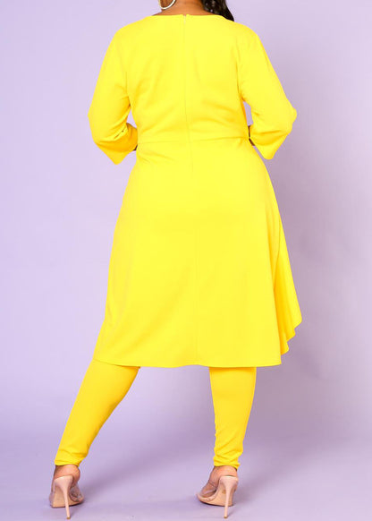 Hi Curvy Plus Size Asymmetric Peplum Top and Pants Set