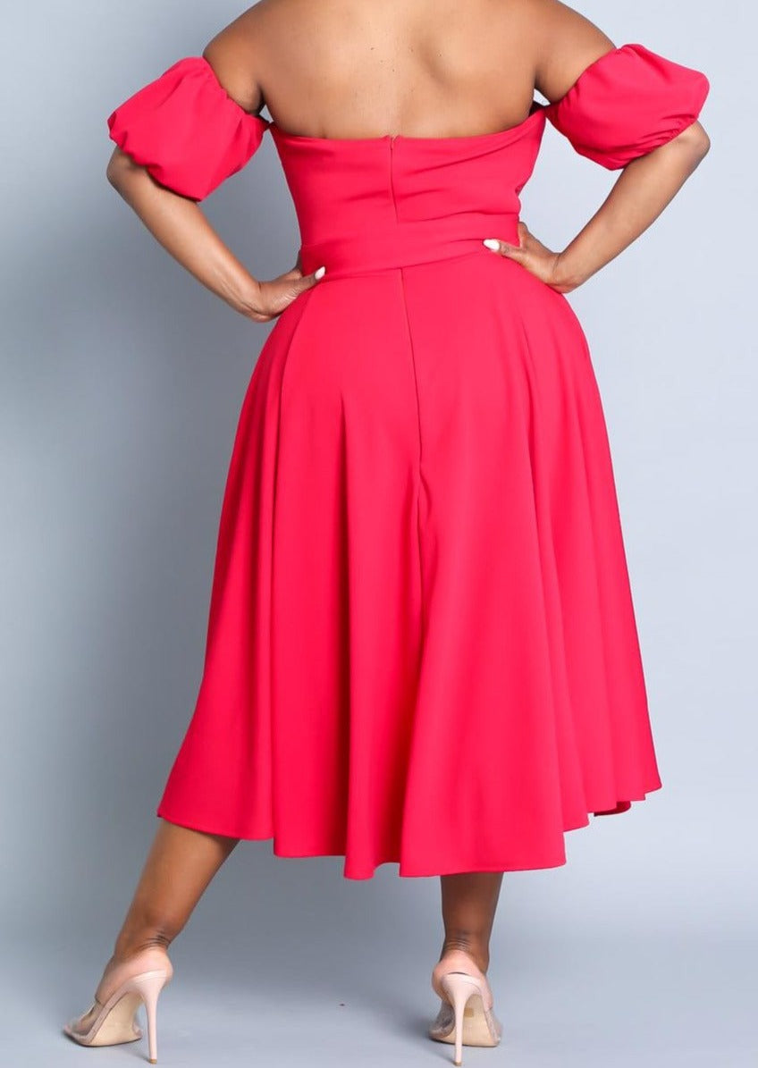 Hi Curvy Plus Size Attached Sleeves Tube Fit and Flare Dress Made In USA Hi Curvy Plus Size Attached Sleeves Tube Fit and Flare Dress Made In USA