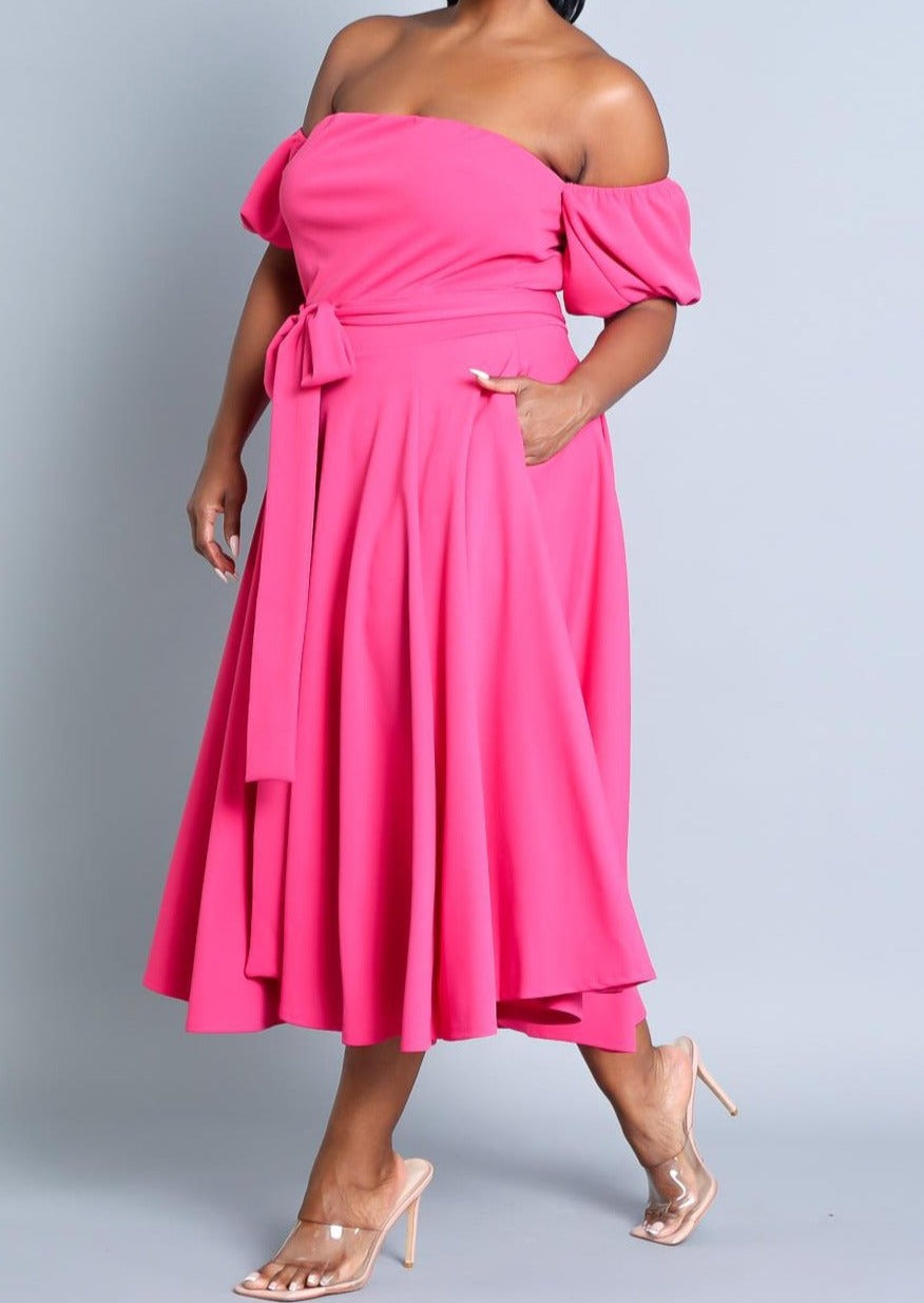 Hi Curvy Plus Size Attached Sleeves Tube Fit and Flare Dress Made In USA Hi Curvy Plus Size Attached Sleeves Tube Fit and Flare Dress Made In USA