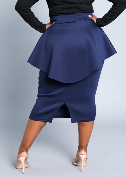 HI Curvy Plus Size Women Peplum Midi Pencil Skirt Made In USA