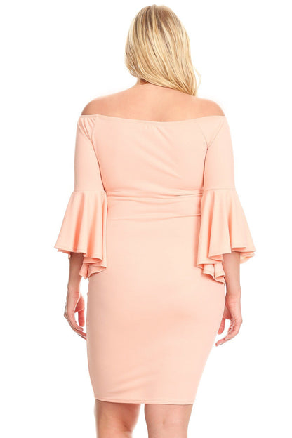 Plus_Size_Off_Shoulder_with_3_4_bell_sleeves_bodycon_Party_Dress