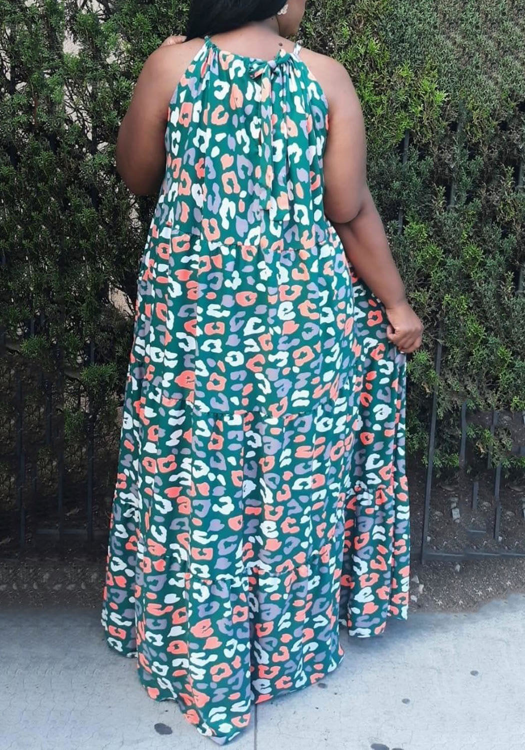 Hi Curvy Plus Size Women Halter Neck Flare Maxi Dress Made in USA Hi Curvy Plus Size Women Halter Neck Flare Maxi Dress Made in USA