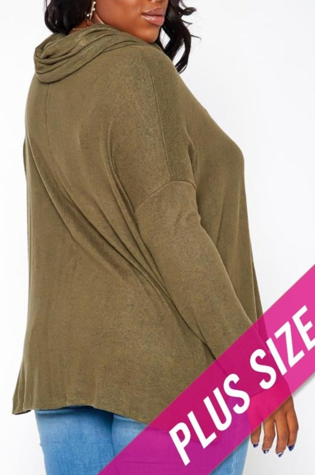 Hi Curvy Plus Size Women Cowl Neck Knit Sweater  Made in USA