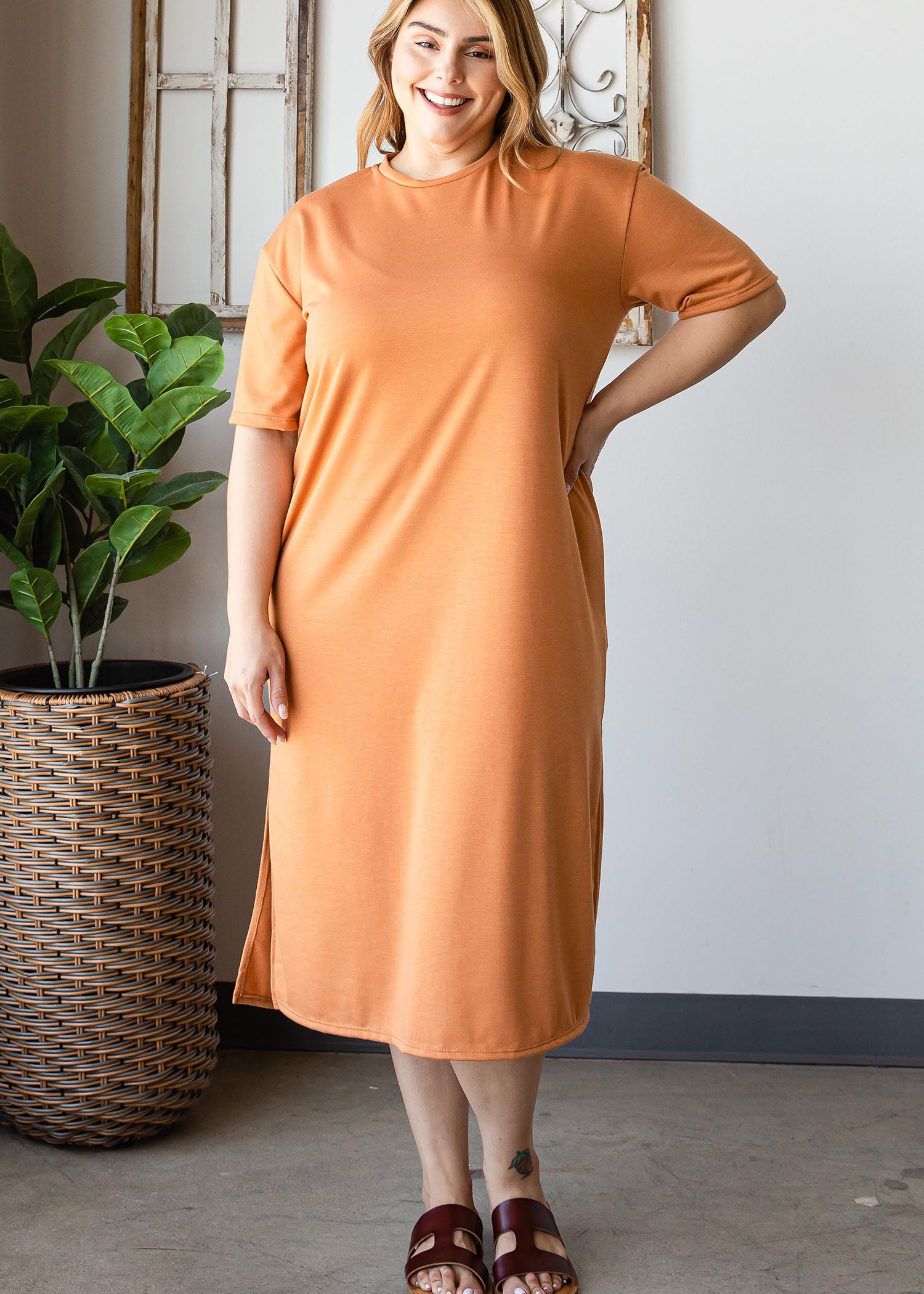 french terry midi dress HI CURVY Plus Size Women French Terry Midi Dress
