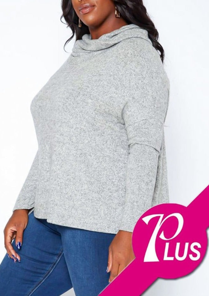 Hi Curvy Plus Size Women Cowl Neck Knit Sweater  Made in USA