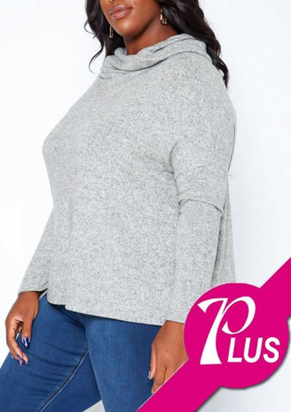 Hi Curvy Plus Size Women Cowl Neck Knit Sweater  Made in USA