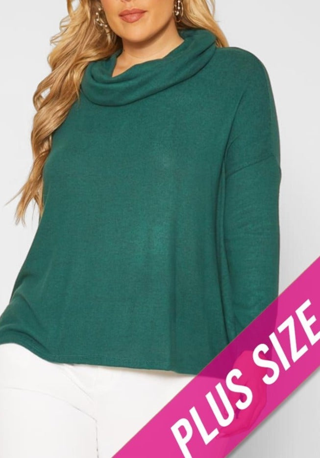 Hi Curvy Plus Size Women Cowl Neck Knit Sweater  Made in USA