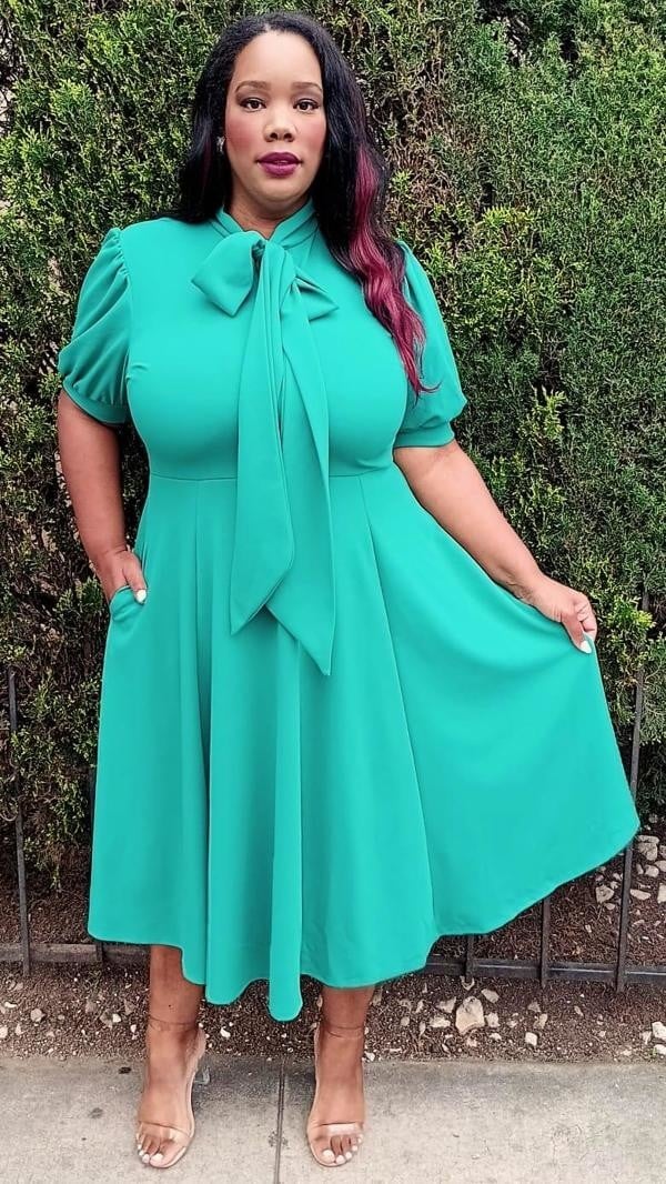 slim fit dress slacks Solid Fit and Flare Dress main image 1